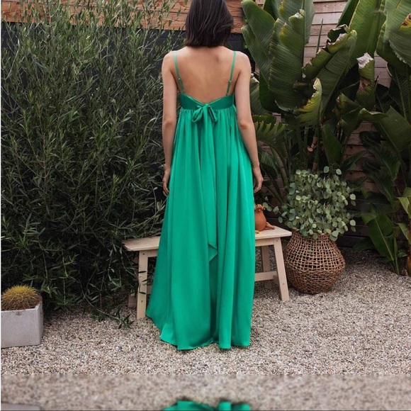 Fame and Partners Maxi Green Silk Pleated Dress m83 - Picture 9 of 11